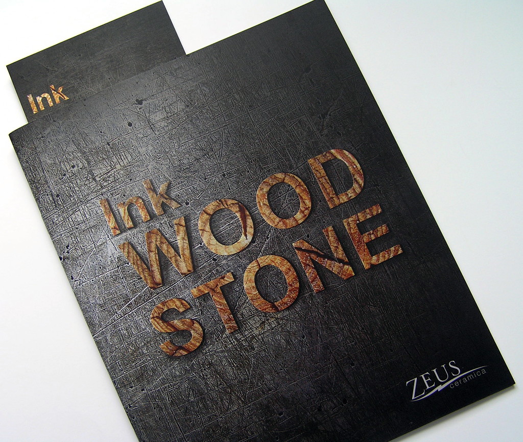Печать брошюр «Ink Wood Stone. Zeus ceramica». Полиграфия типографии Макрос, изготовление брошюр, спецификация 962979-1